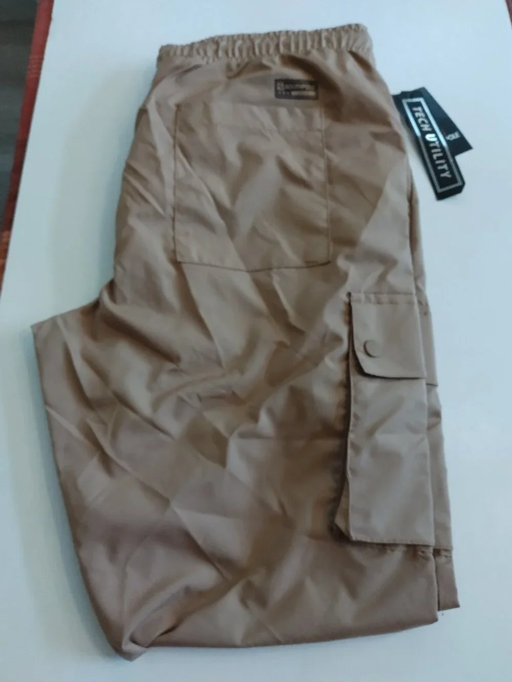 Southpole Pants Mens Large Tan Tech Utility Cargo Joggers Mechanical Stretch New